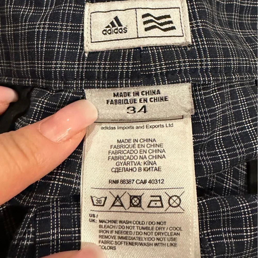 ADIDAS MENS PLAID PRINT SUMMER VACATION MODE GOLF SHORTS 34